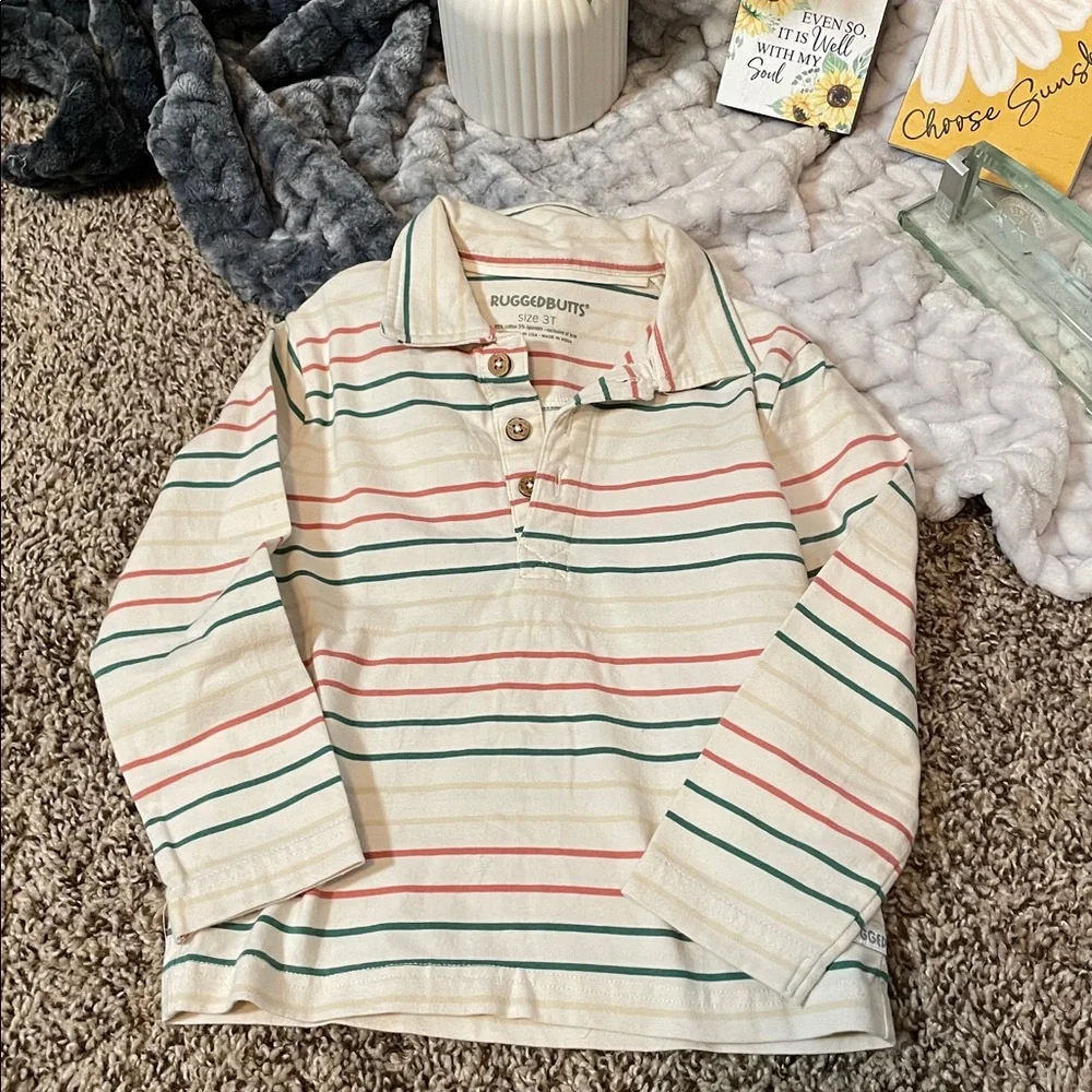 2 pcs Cat & Jack Jeans 4 & Multicolor Striped Top & Rugged Butt Shirt 3T Set